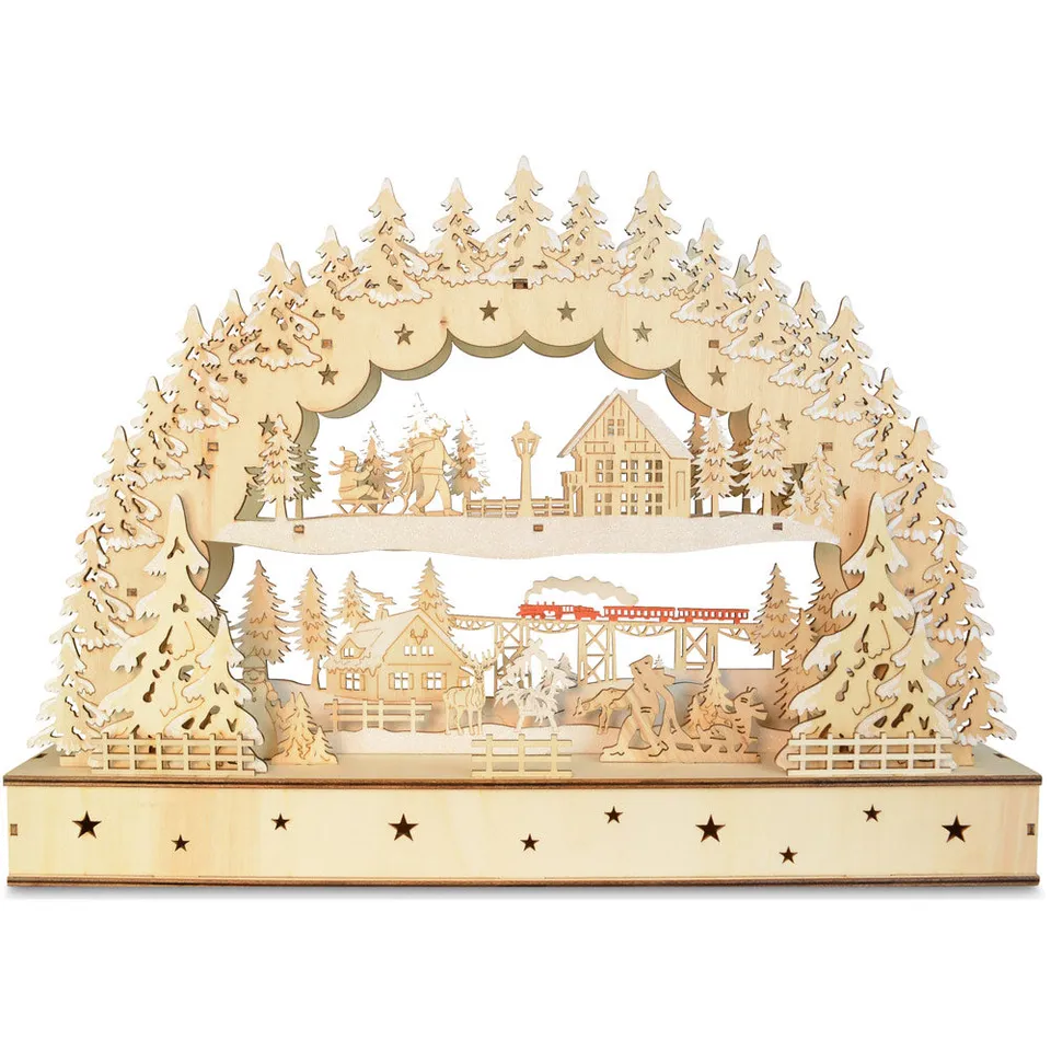 das-kost-mland-schwibbogen-dorflandschaft-zug-45cm-led-timer image 1