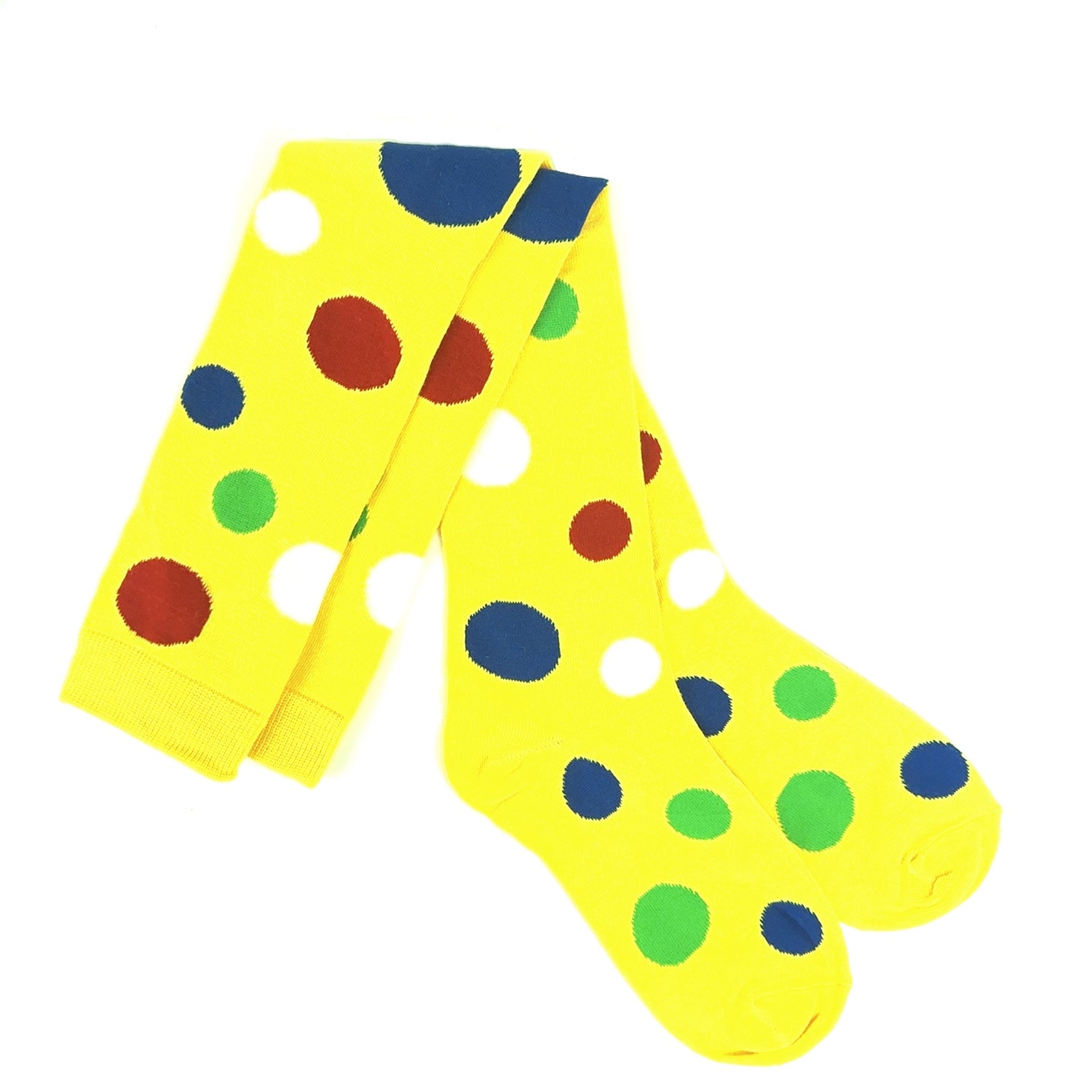das-kost-mland-polka-dot-clown-kniestr-mpfe-gelb-bunt image 4