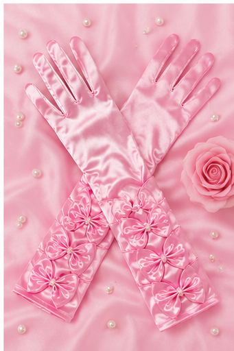 das-kost-mland-accessoires-damen-satin-handschuhe-rosa-schleifen image 3
