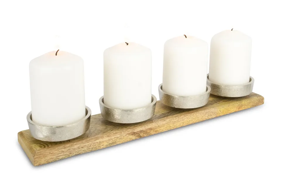 das-kost-mland-adventsleuchter-4-kerzen-silber-38-5-cm image 1