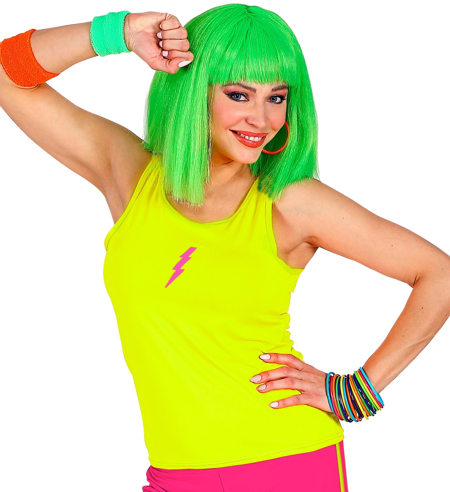 das-kost-mland-80er-tank-top-neon-gelb-mit-blitz-disco-kost-m image 1
