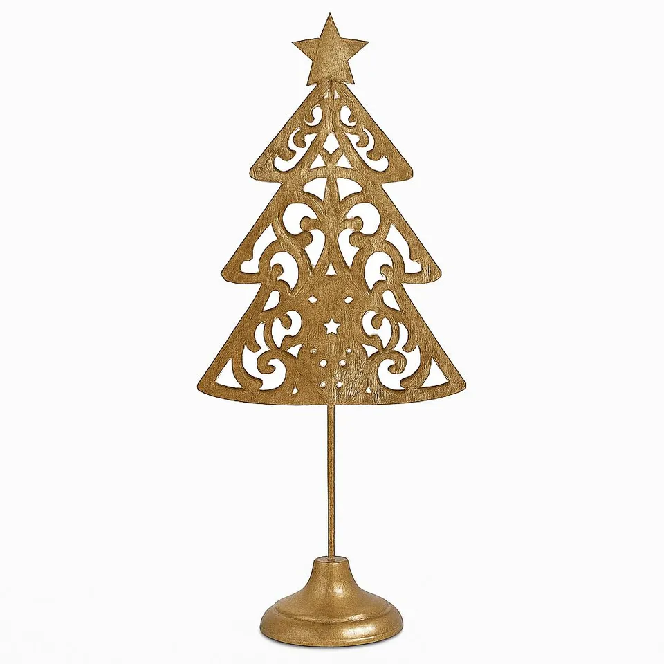 deko-weihnachtsbaum-metall-gold-41-cm-mit-stern-tannenbaum image 1