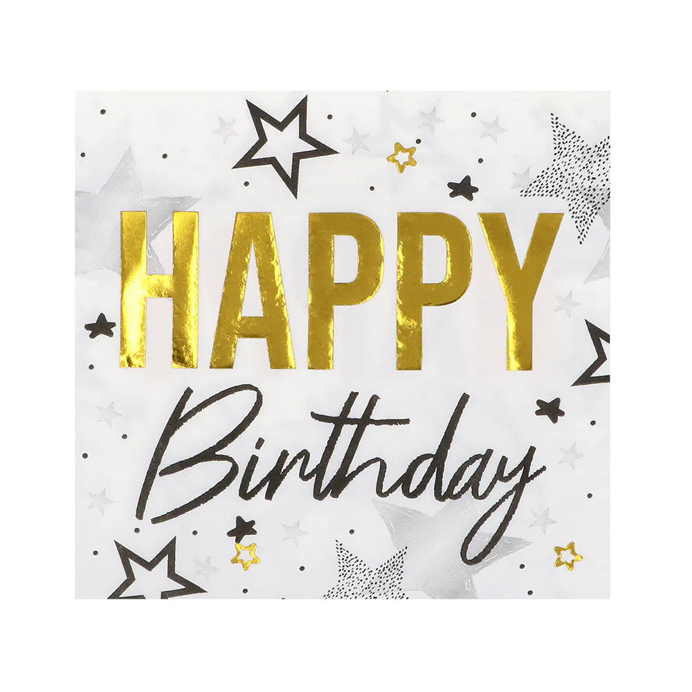 das-kost-mland-happy-birthday-servietten-gold-schwarz-20er-33cm image 1