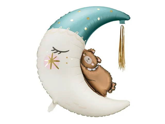 das-kost-mland-dekorationen-shape-folienballon-teddyb-r-mond-blau-80cm image 1