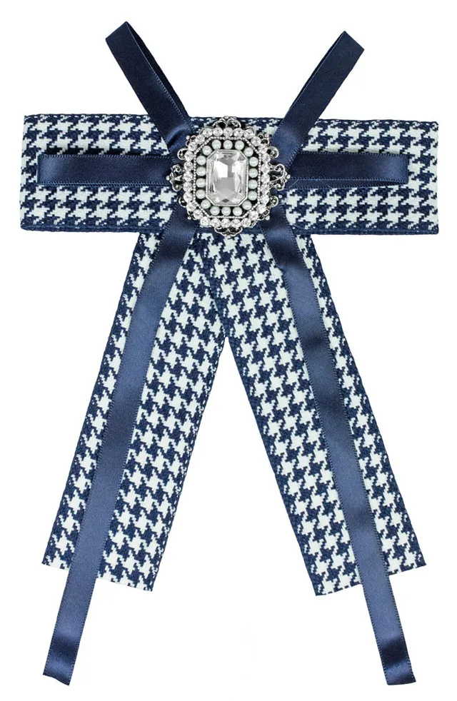 das-kost-mland-barock-schleife-brosche-kariert-blau image 1