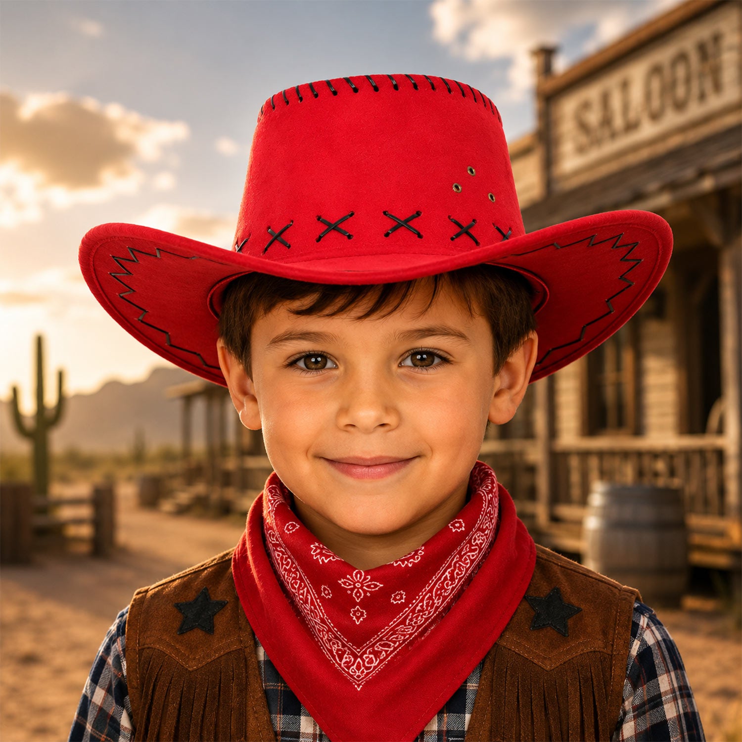 das-kost-mland-accessoires-kinder-cowboyhut-ziern-hte-rot-western image 3