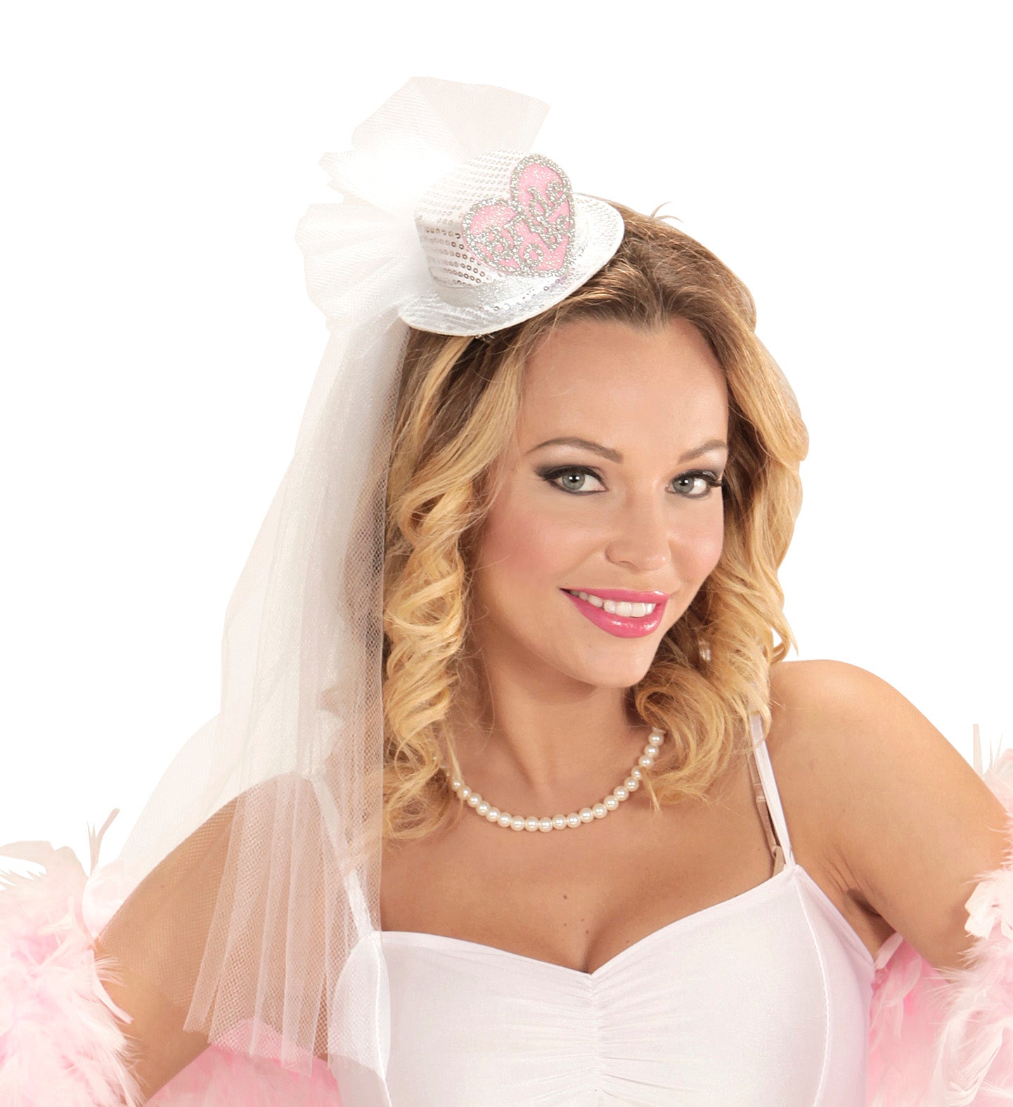 das-kost-mland-mini-hut-braut-wei-rosa-bride-to-be-schleier image 1