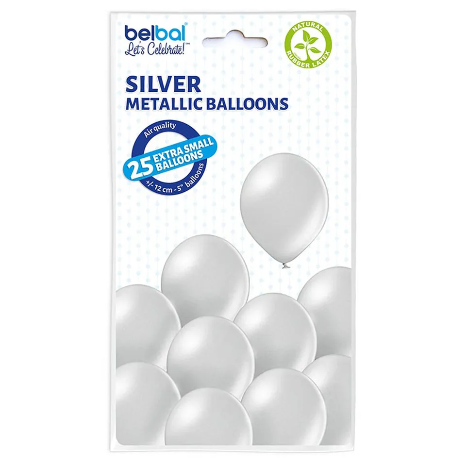 das-kost-mland-luftballon-uni-metallic-silber-25-stk-12-cm image 1