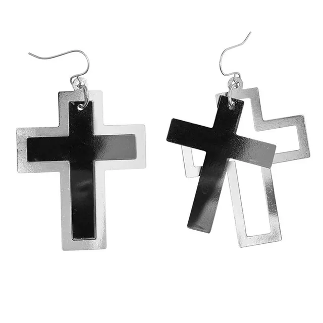 das-kost-mland-accessoires-ohrringe-kreuz-ohrstecker-silber-schwarz image 1