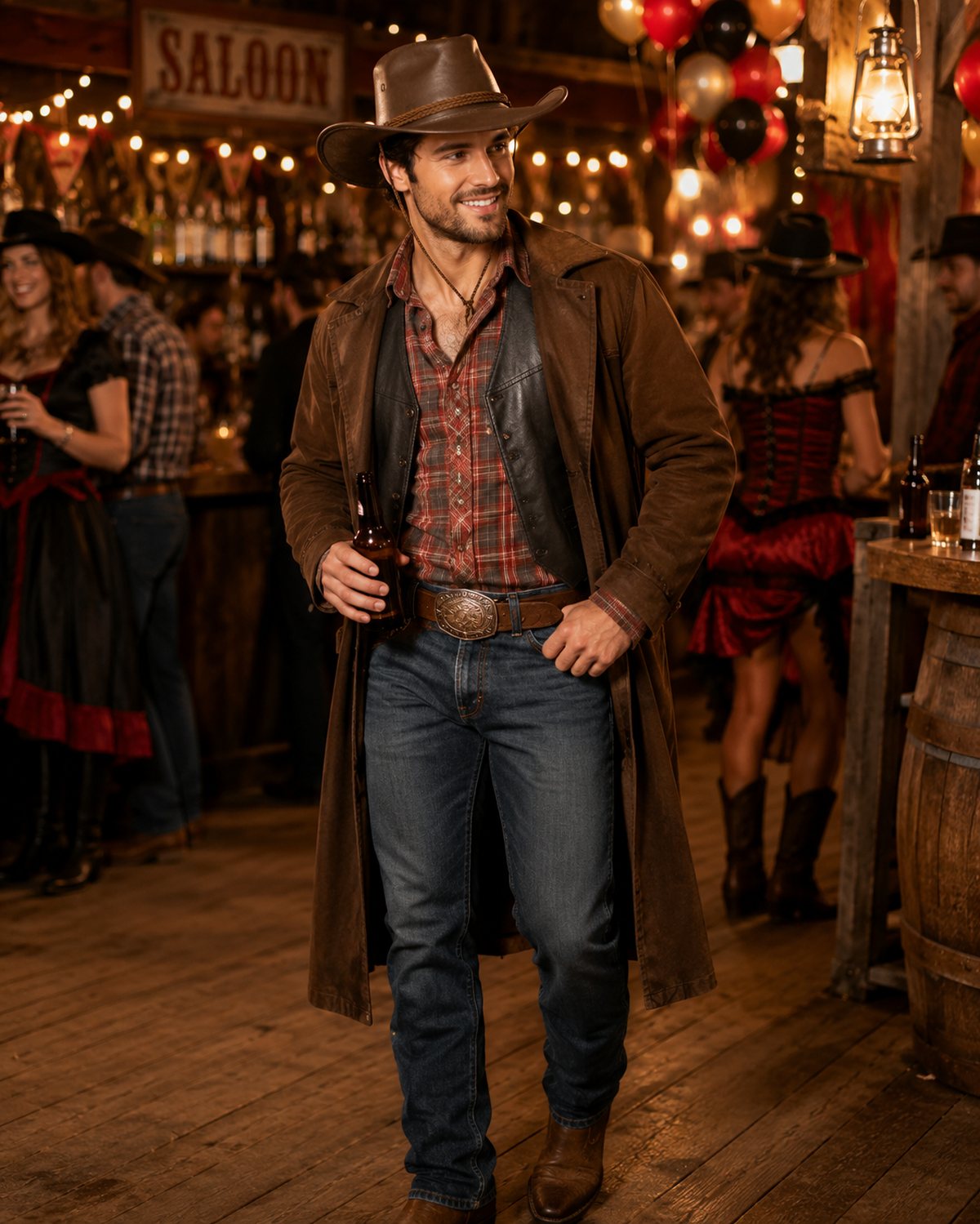 das-kost-mland-cowboyhut-john-lederlook-hut-braun-58-cm image 4