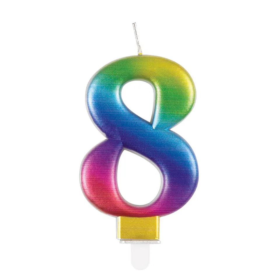 das-kost-mland-zahlenkerze-regenbogen-nr-8-8cm-vegan image 1
