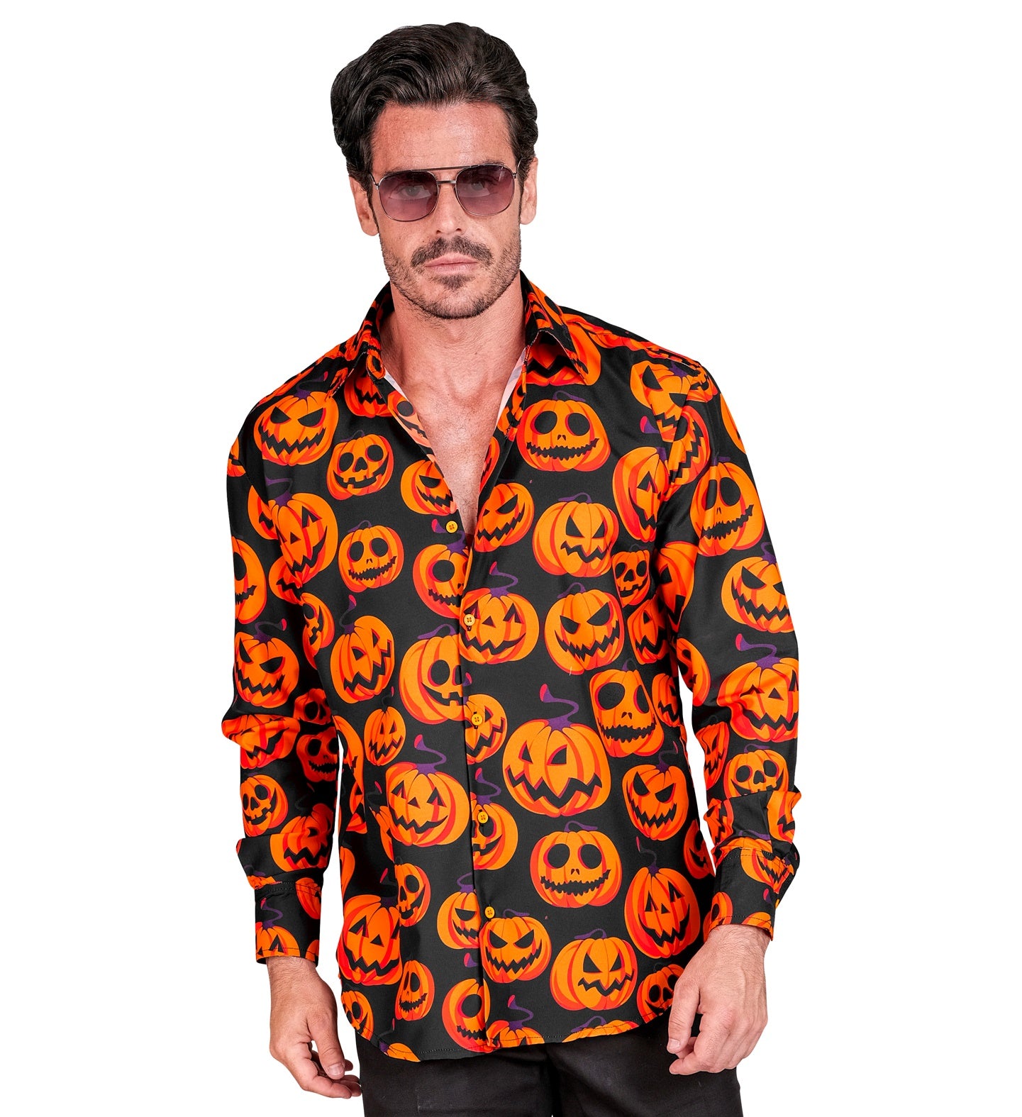 das-kost-mland-herren-halloween-hemd-k-rbis-uv-orange-schwarz image 2