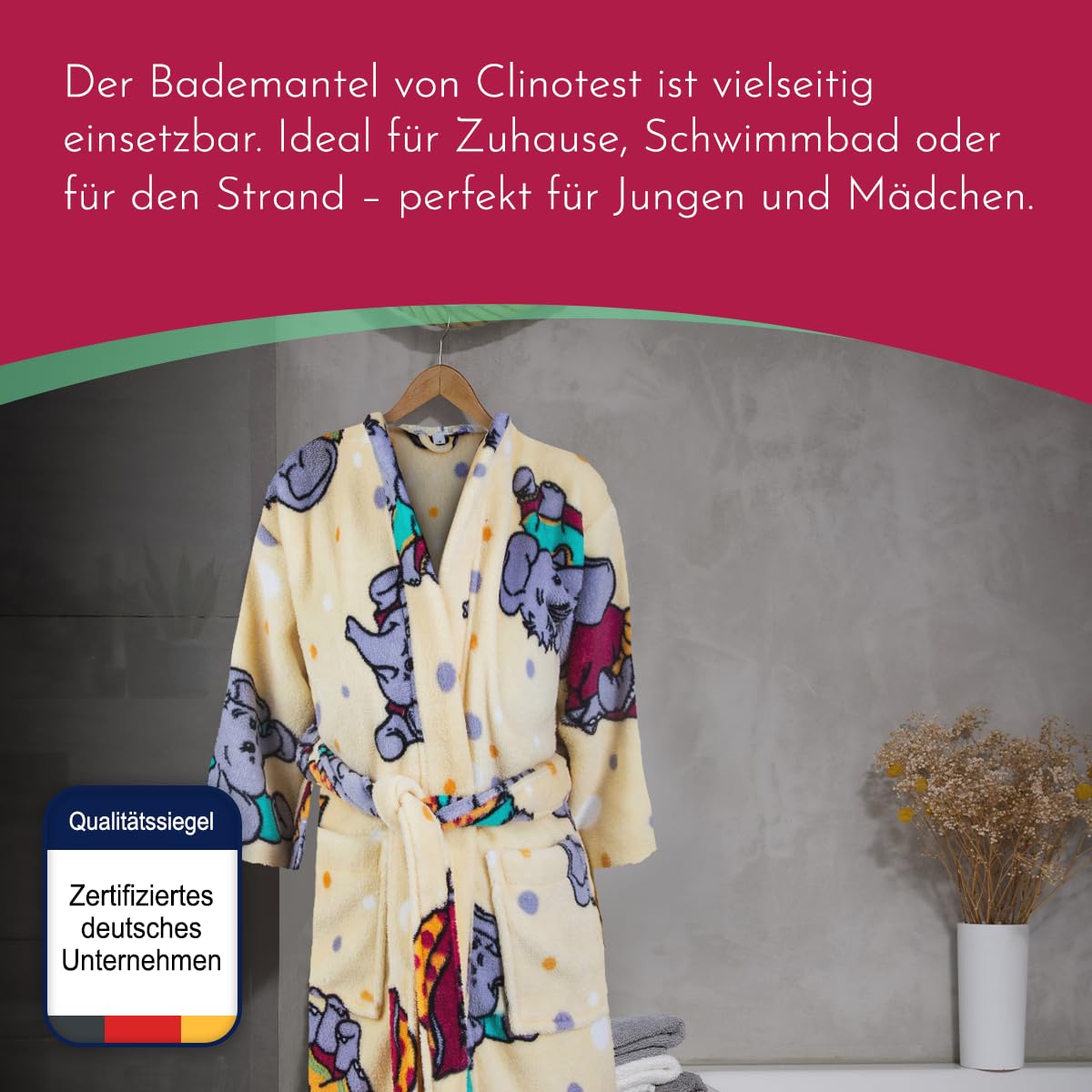 clinotest-kinderbademantel-fleece-elefant-gr-140-kapuze image 5