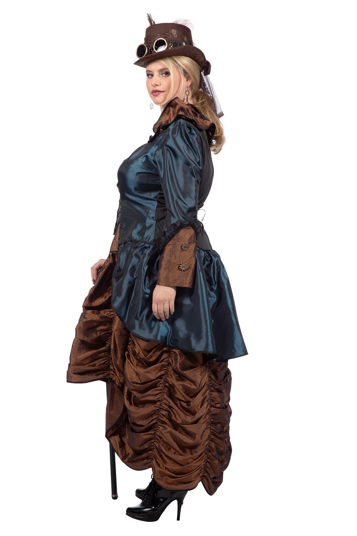 steampunk-lady-blue-kost-m-kleid-damen-blau-braun-320341 image 5