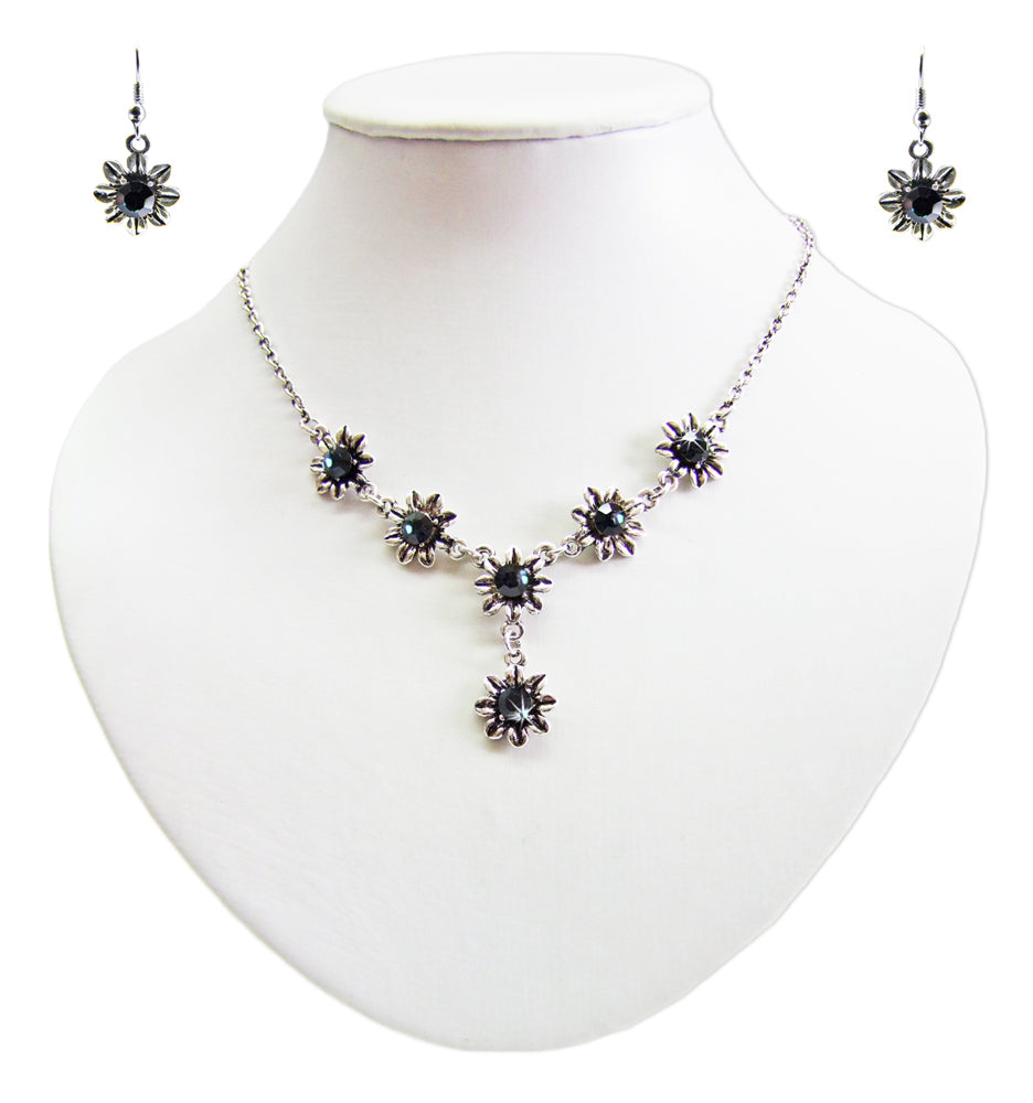 das-kost-mland-blumen-collier-mit-ohrh-ngern-ozeanblau-schmuckset image 6