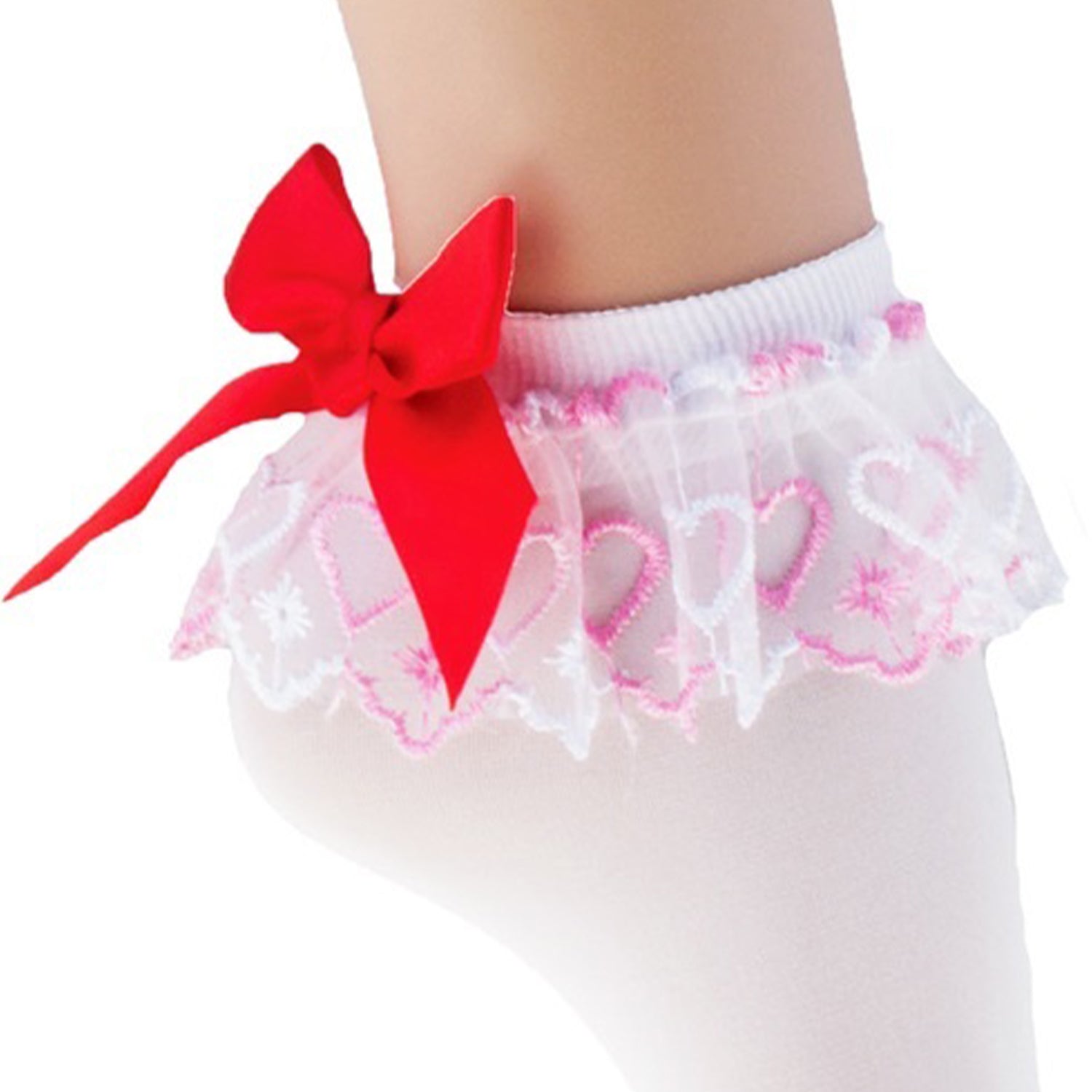 das-kost-mland-damen-r-schenstr-mpfe-wei-rot-mit-schleife image 2