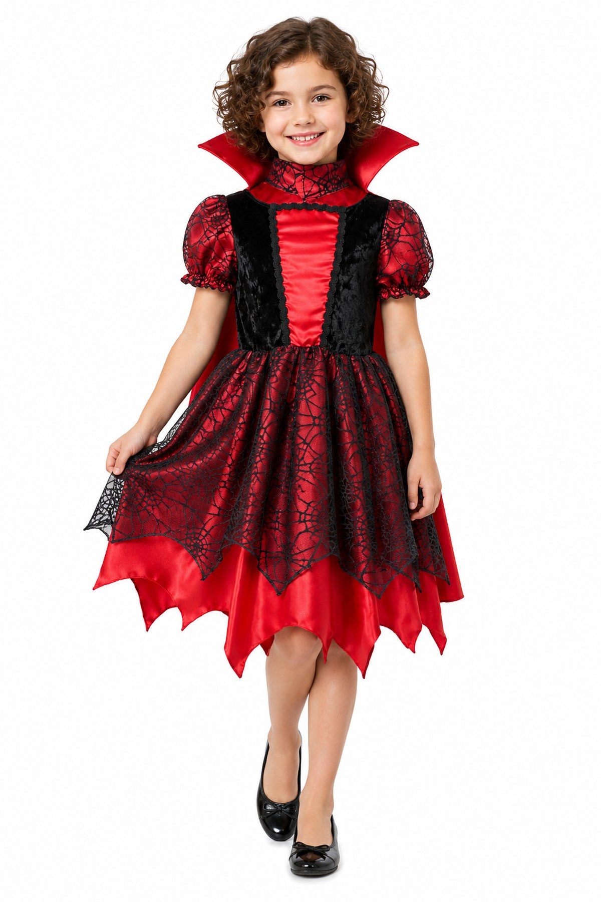 das-kost-mland-m-dchen-hexe-willow-kost-m-schwarz-rot-128 image 1