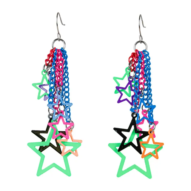 sternen-ohrringe-disco-party-kost-m-bunt-haken image 1