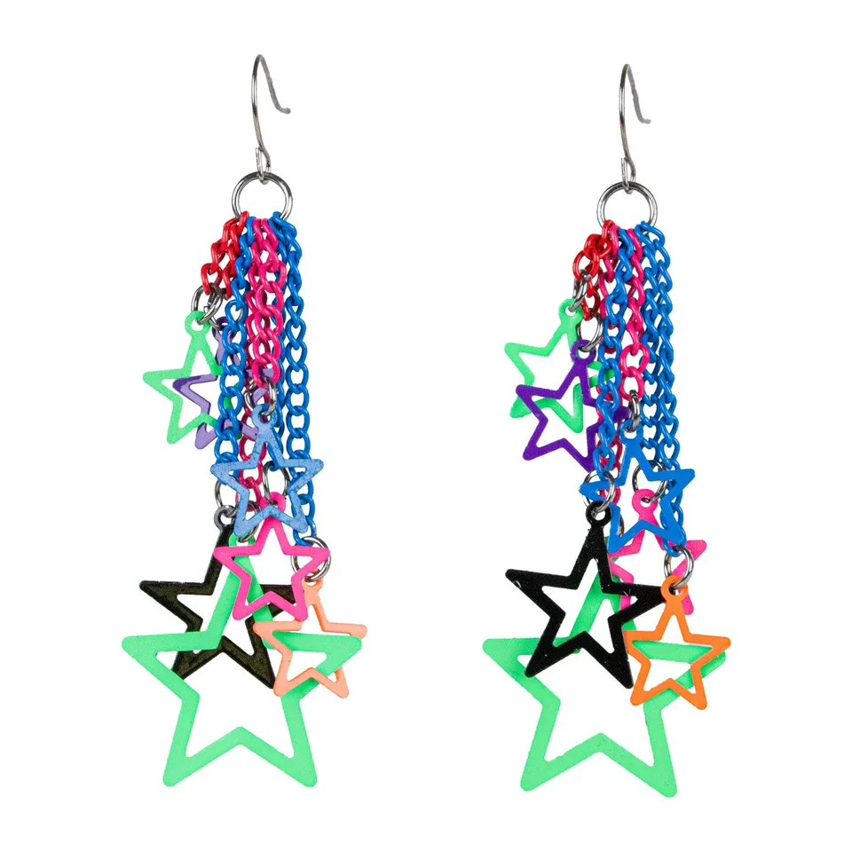 sternen-ohrringe-disco-party-kost-m-bunt-haken image 1