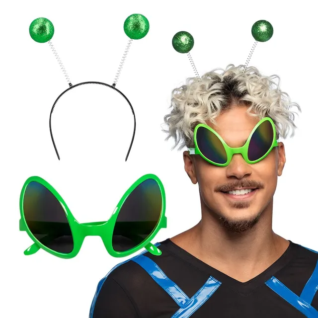 das-kost-mland-alien-kost-m-set-2-tlg-gr-n-partybrille image 1