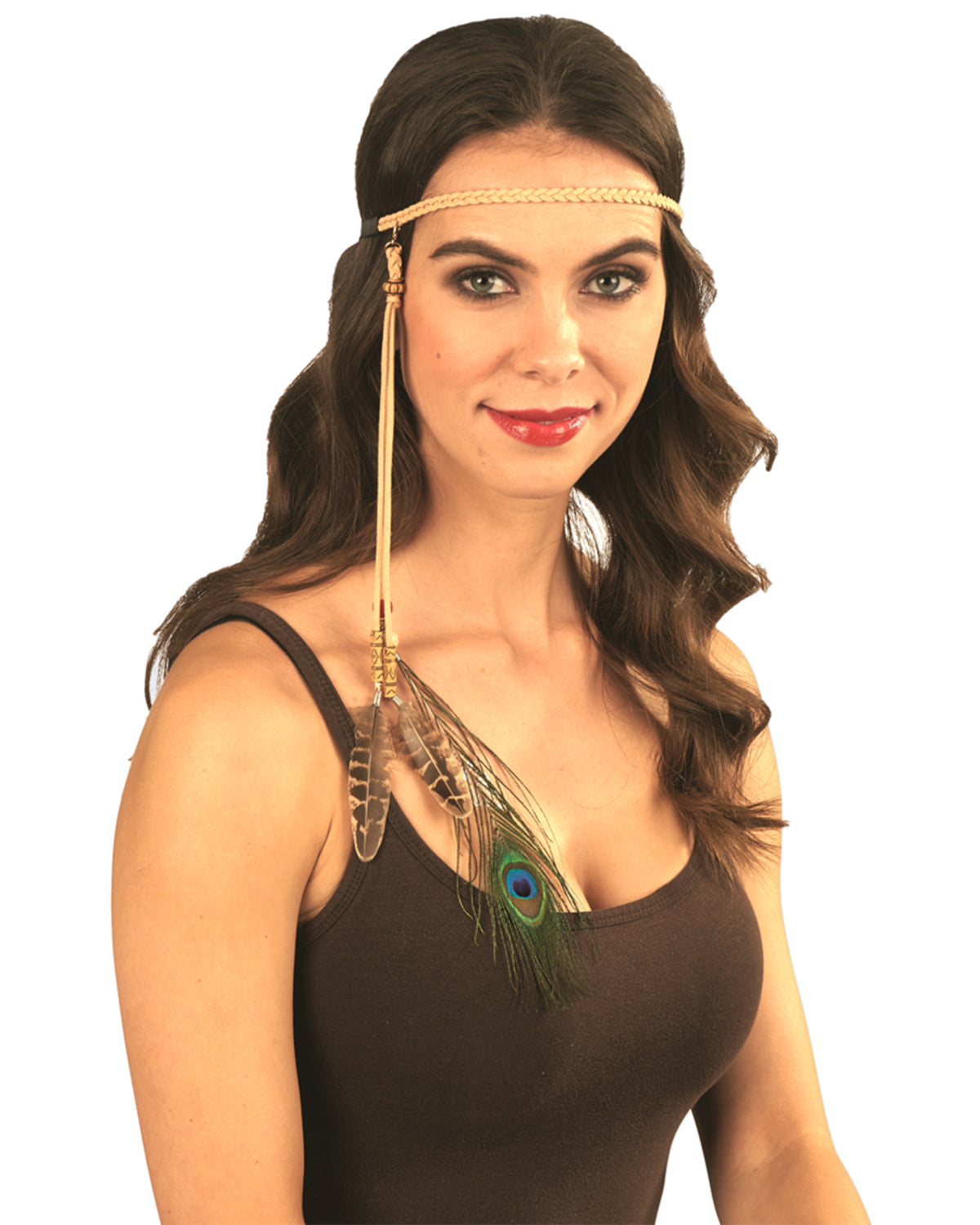das-kost-mland-accessoires-stirnband-pfauenfeder-hippie-indianer image 1