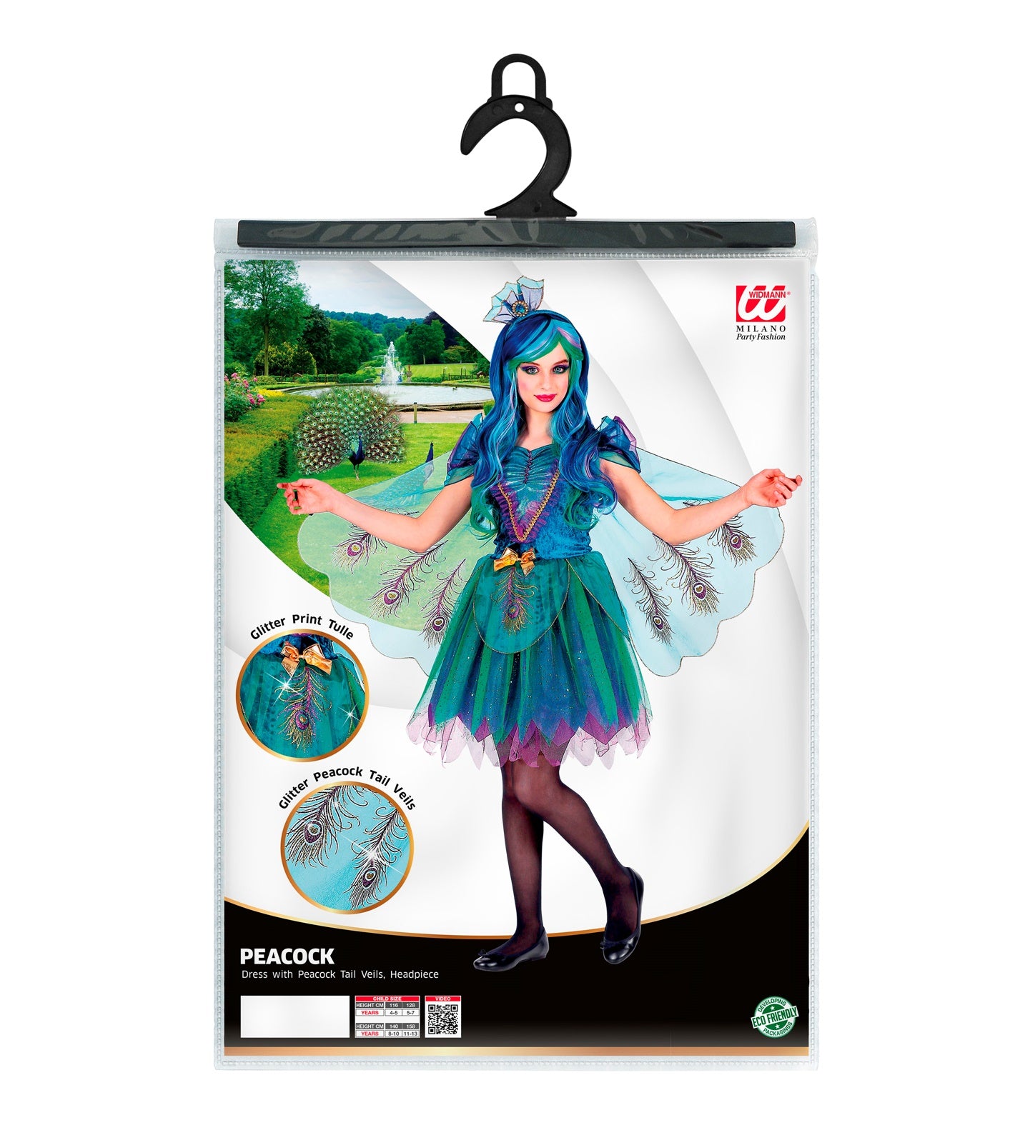 das-kost-mland-pfau-kinderkost-m-glitzerkleid-t-rkis-lila image 4