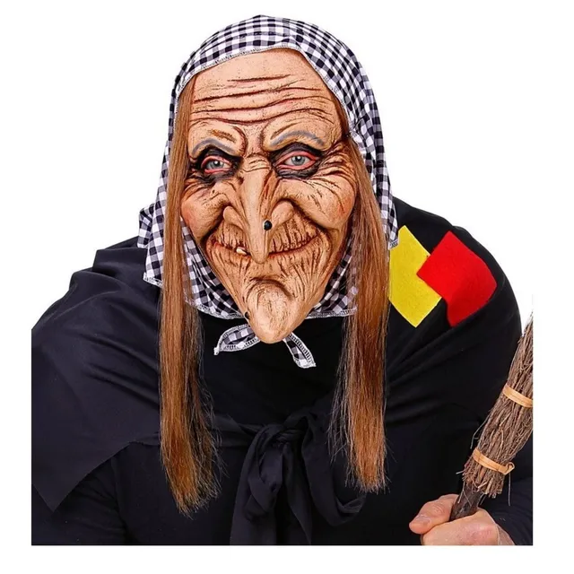 horror-maske-hexe-mit-haaren-und-kopftuch-latex-halloween image 1
