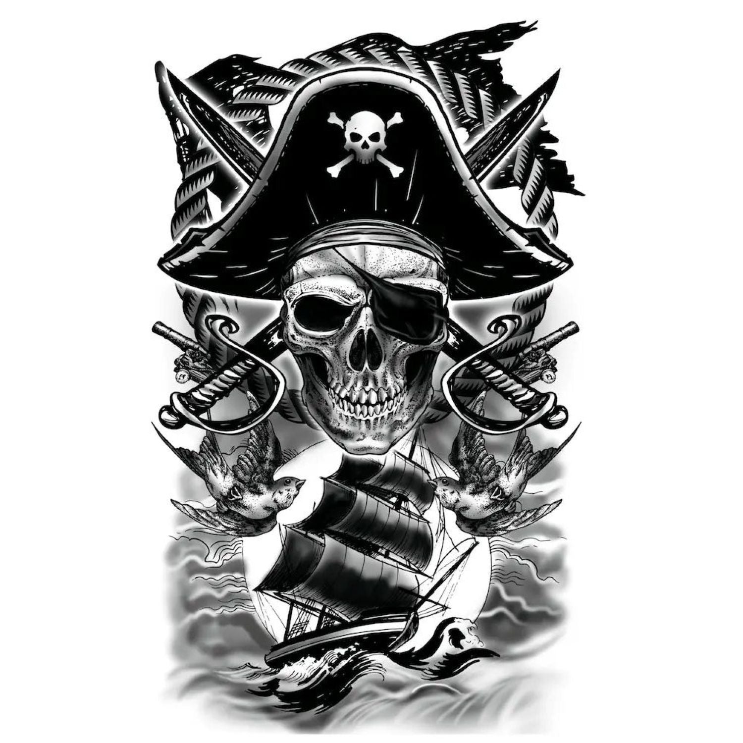 das-kost-mland-accessoires-halloween-tattoo-pirat-14x30-cm image 1