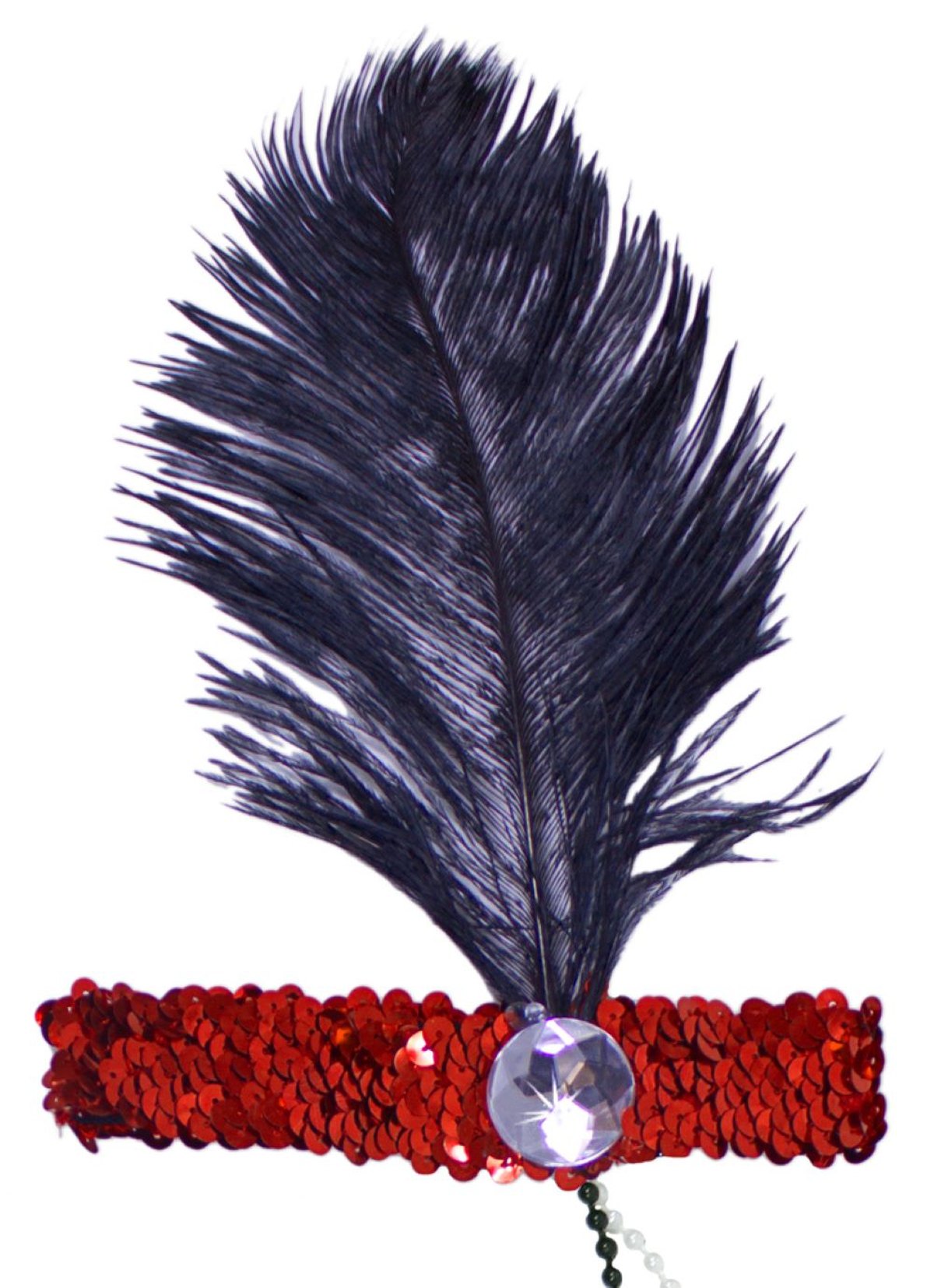 charleston-feder-stirnband-kira-pailletten-rot-schwarz image 6