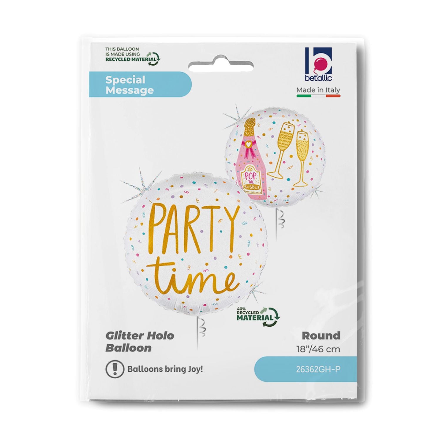 das-kost-mland-folienballon-party-time-holografisch-46-cm image 4