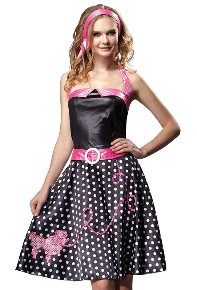 das-kost-mland-damen-sixties-kost-m-peggy-sue-kleid-schwarz-pink-36-38 image 1