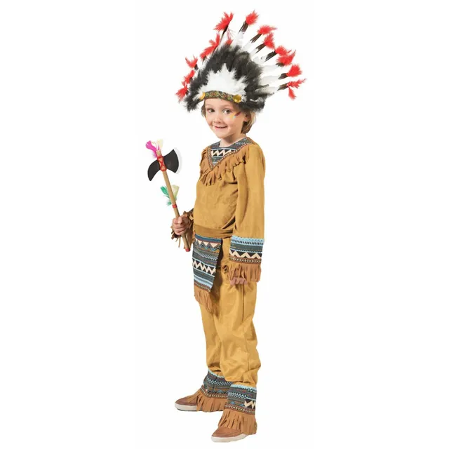 das-kost-mland-jungen-indianer-kost-m-cherokee-braun-t-rkis-3-tlg image 1