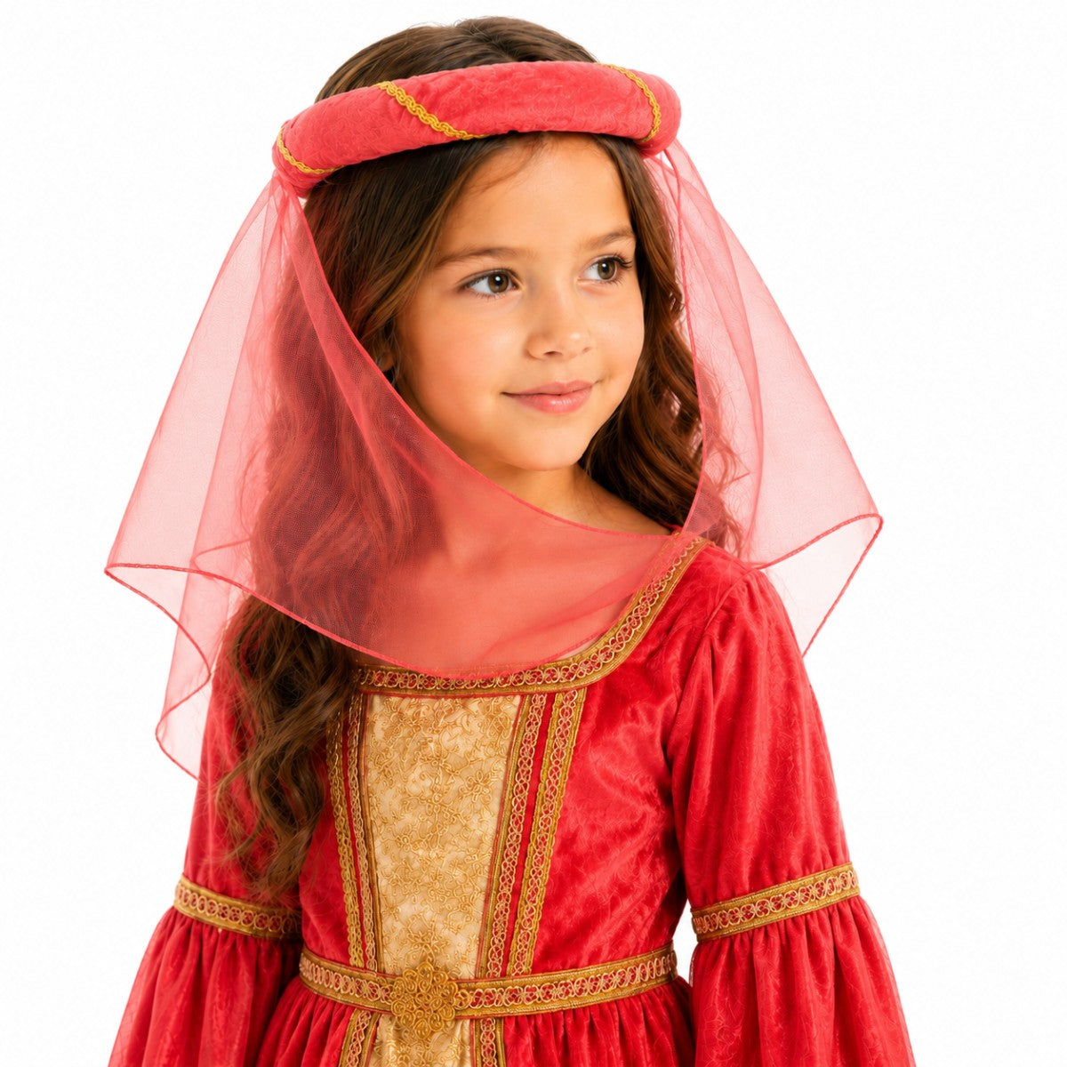 das-kost-mland-helena-mittelalter-haarband-m-dchen-rot-schleier image 5