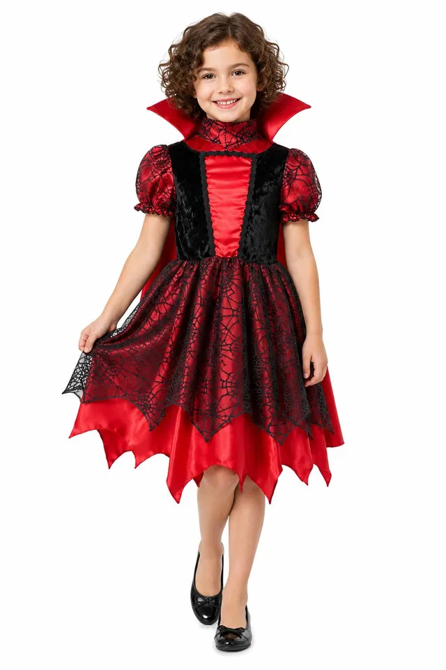 das-kost-mland-m-dchen-hexe-willow-kost-m-schwarz-rot-128 image 1