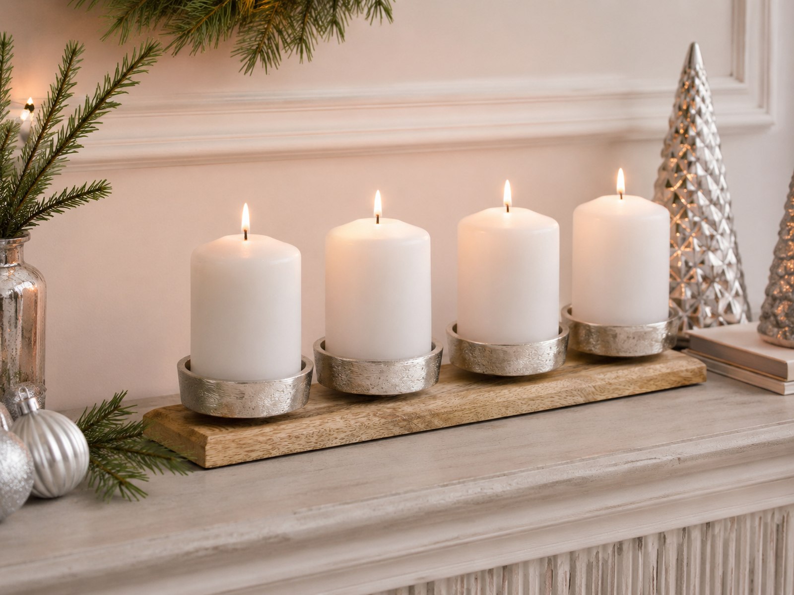 das-kost-mland-adventsleuchter-4-kerzen-silber-38-5-cm image 2