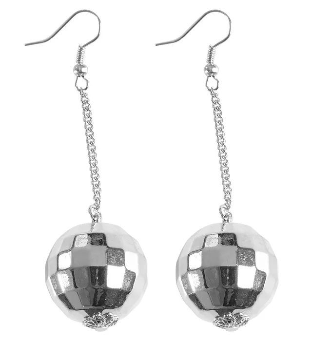 das-kost-mland-accessoires-ohrringe-discokugel-silber-glitzernd image 1