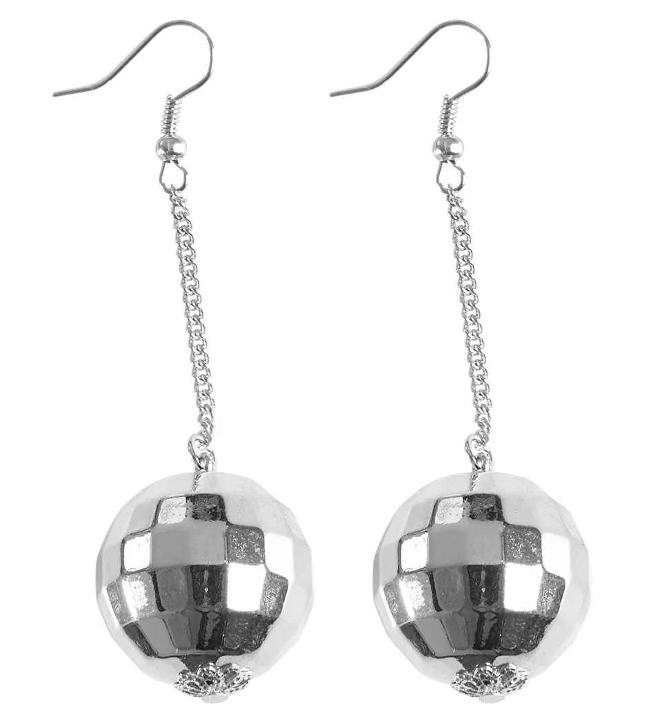 das-kost-mland-accessoires-ohrringe-discokugel-silber-glitzernd image 1