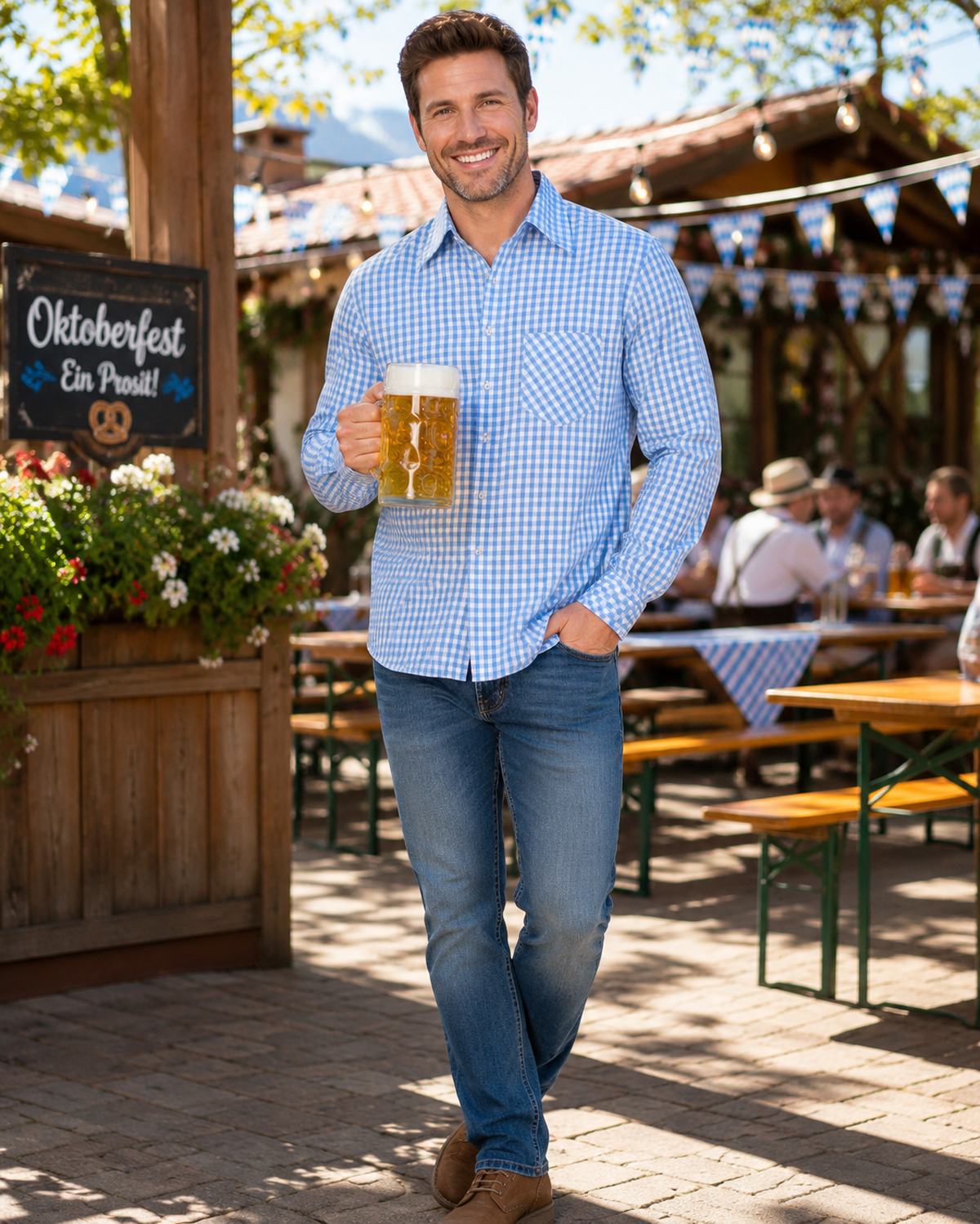 das-kost-mland-herren-oberhemd-kariert-blau-wei-48-50 image 2