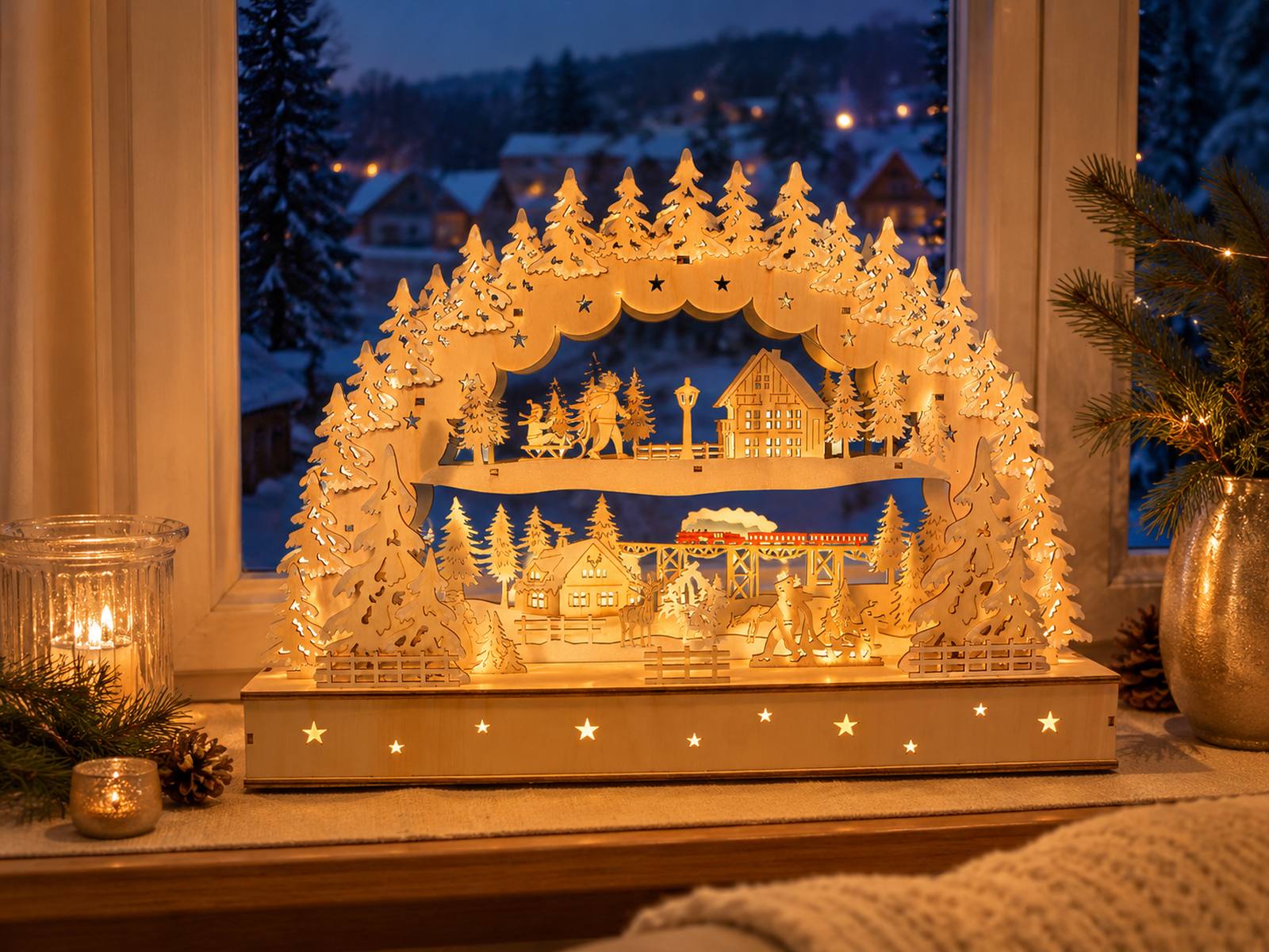 das-kost-mland-schwibbogen-dorflandschaft-zug-45cm-led-timer image 6