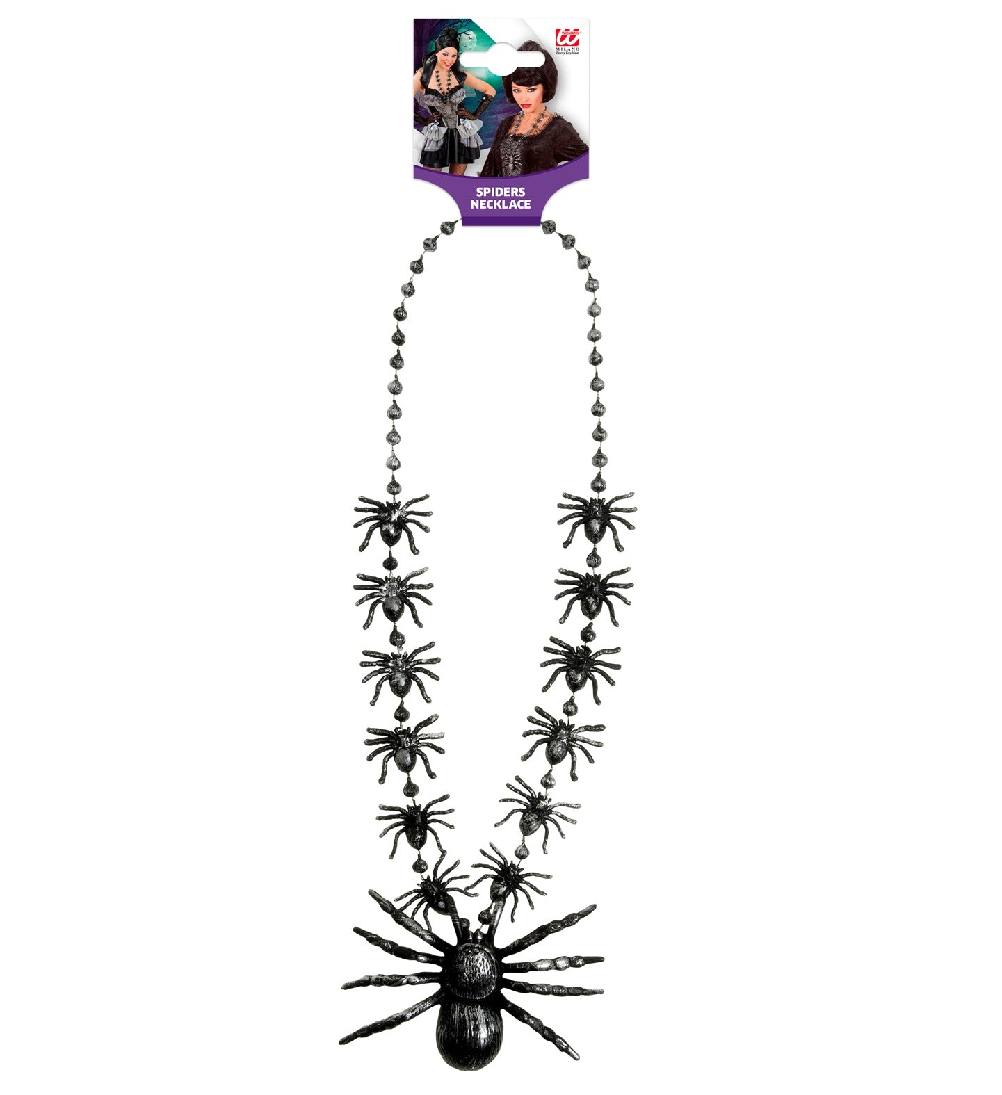 das-kost-mland-schwarze-spinnen-halskette-40cm-halloween image 2