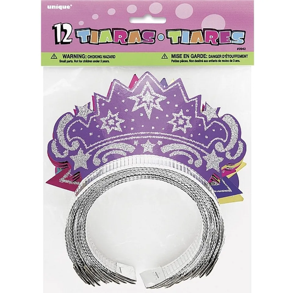 das-kost-mland-tiara-diadem-glitzer-sortiert-bunt-12-stk image 1