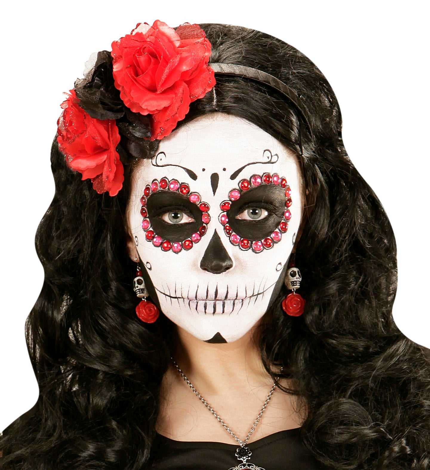 das-kost-mland-day-of-the-dead-ohrringe-totenkopf-rose image 2