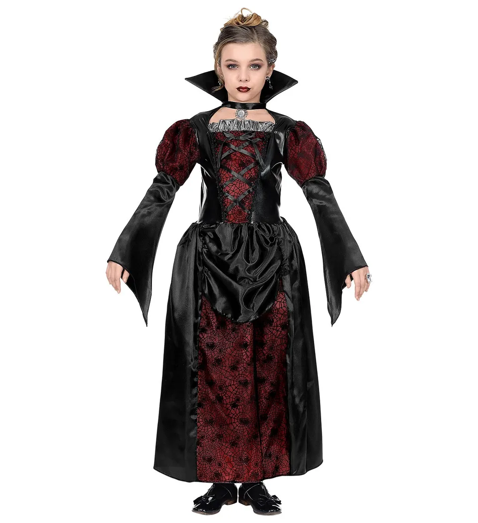 vampirin-dracula-kinderkost-m-kleid-schwarz-rot-gr-116-158 image 1